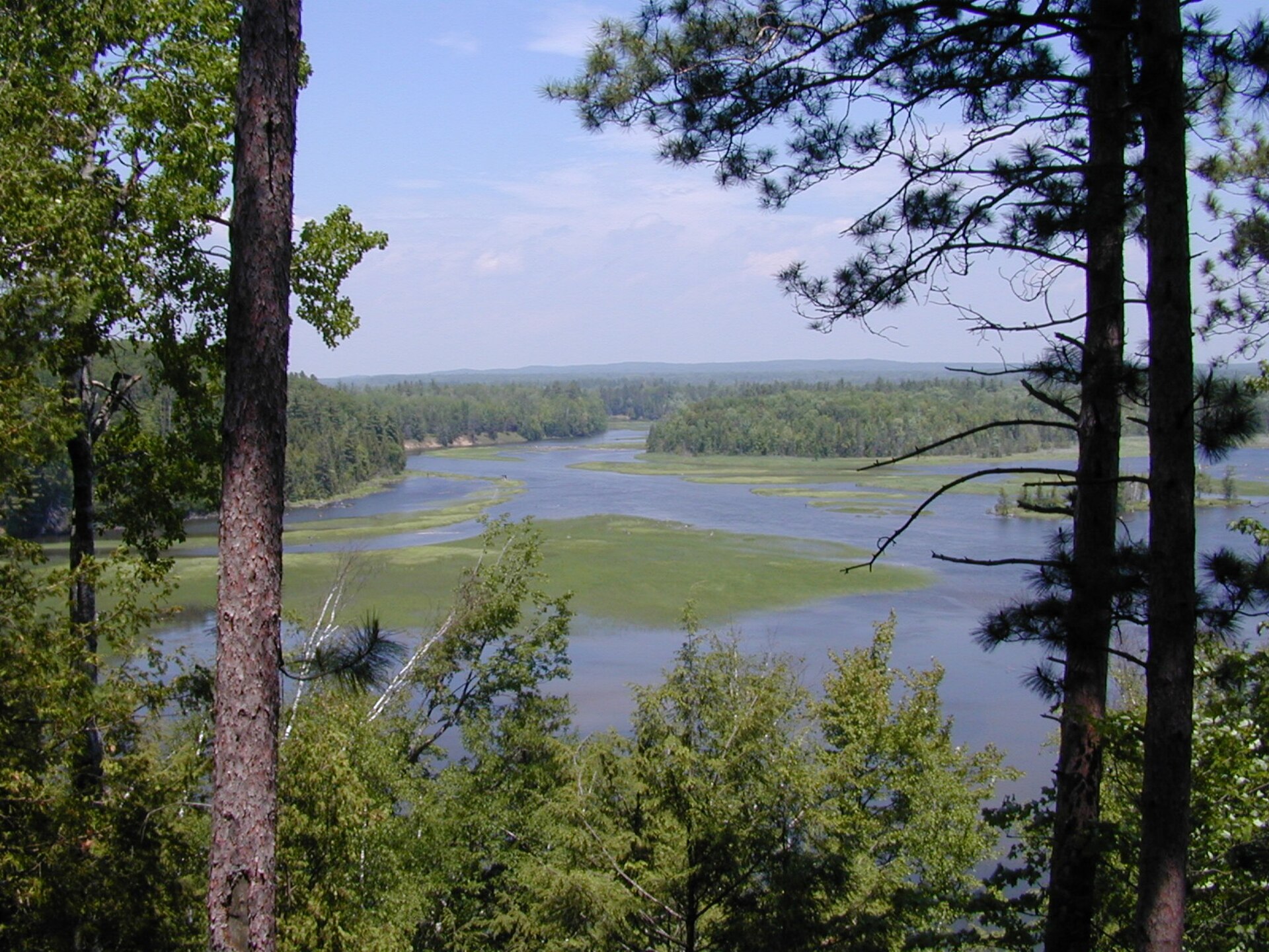 Au Sable River seen from Westgate Welcome Center along River Road Scenic Byway, Oscoda, Michigan.